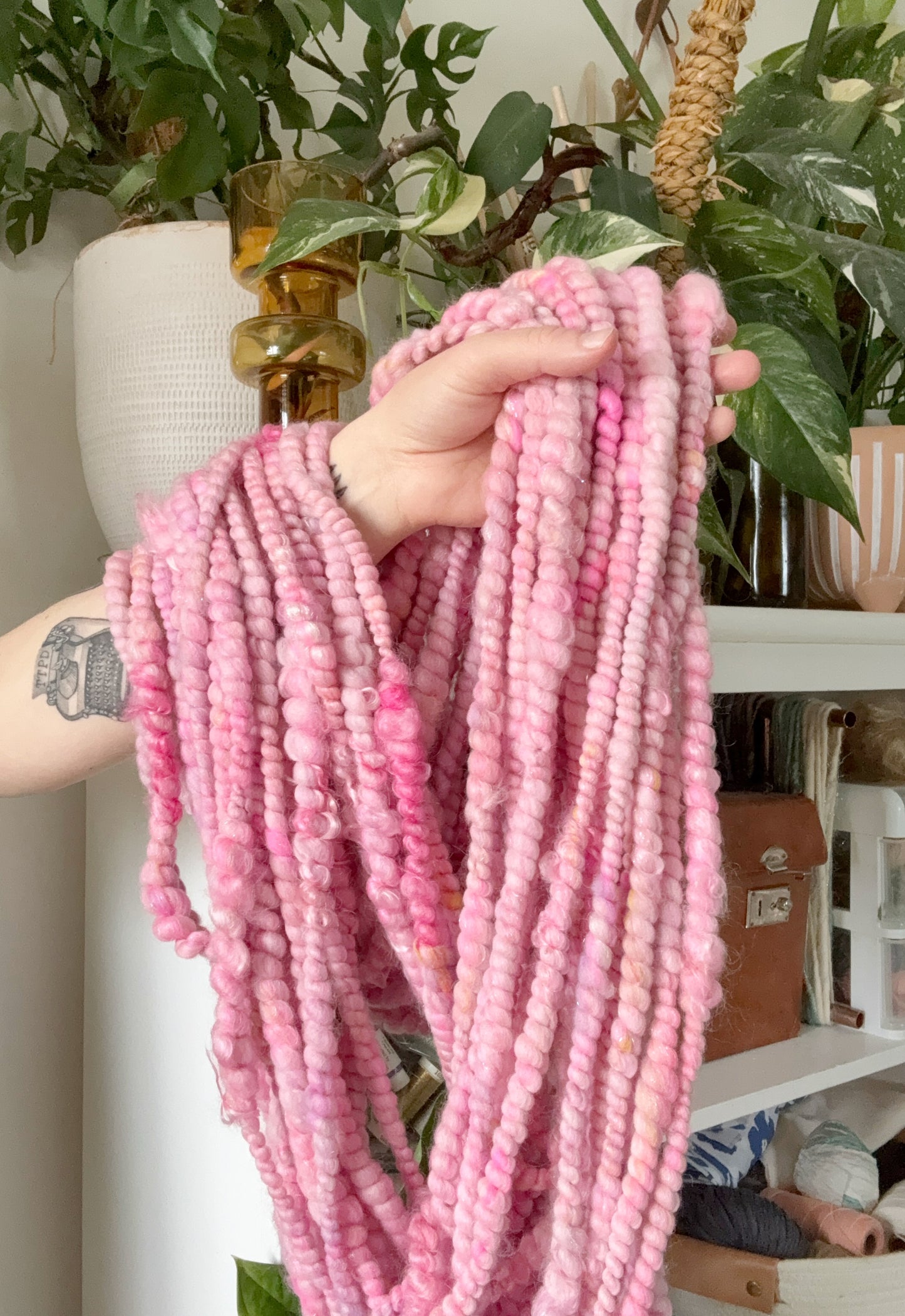 Candy Clouds Spiral Handspun Art Yarn