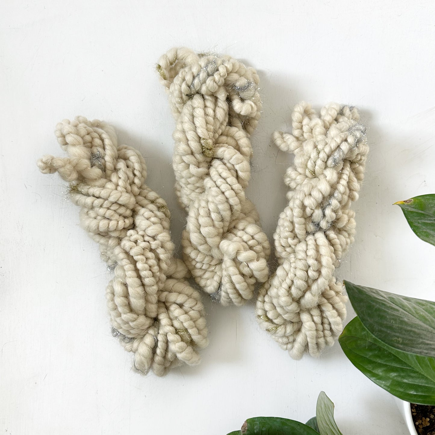 Ivory Sparkle Spiral Yarn